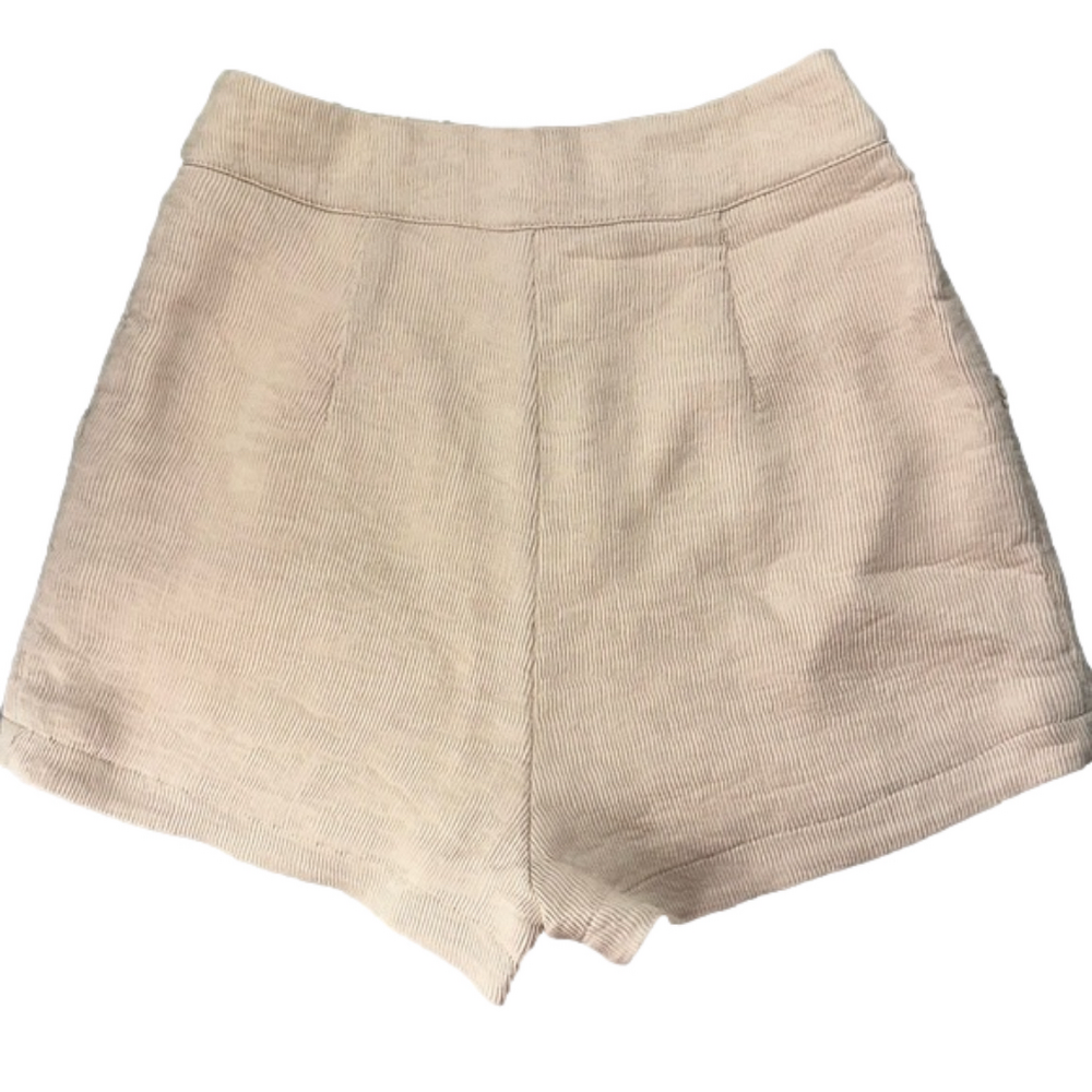 AFTER MARKET Women's size small cream lined ribbed high waisted trouser shorts - Picture 5 of 9